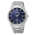 Seiko Men's Solar Stainless Steel Dress Watch W/ Blue Dial